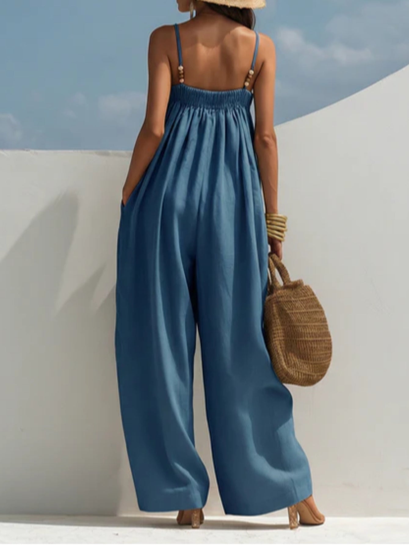 Monica tuta denim gamba larga