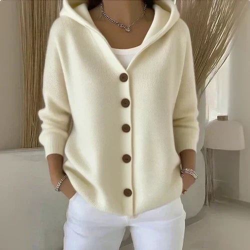 Rocío™ — Giacca in maglia con cappuccio dettaglio bottoni