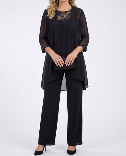 Simonetta™ Completo con Giacca Fluente - Nero