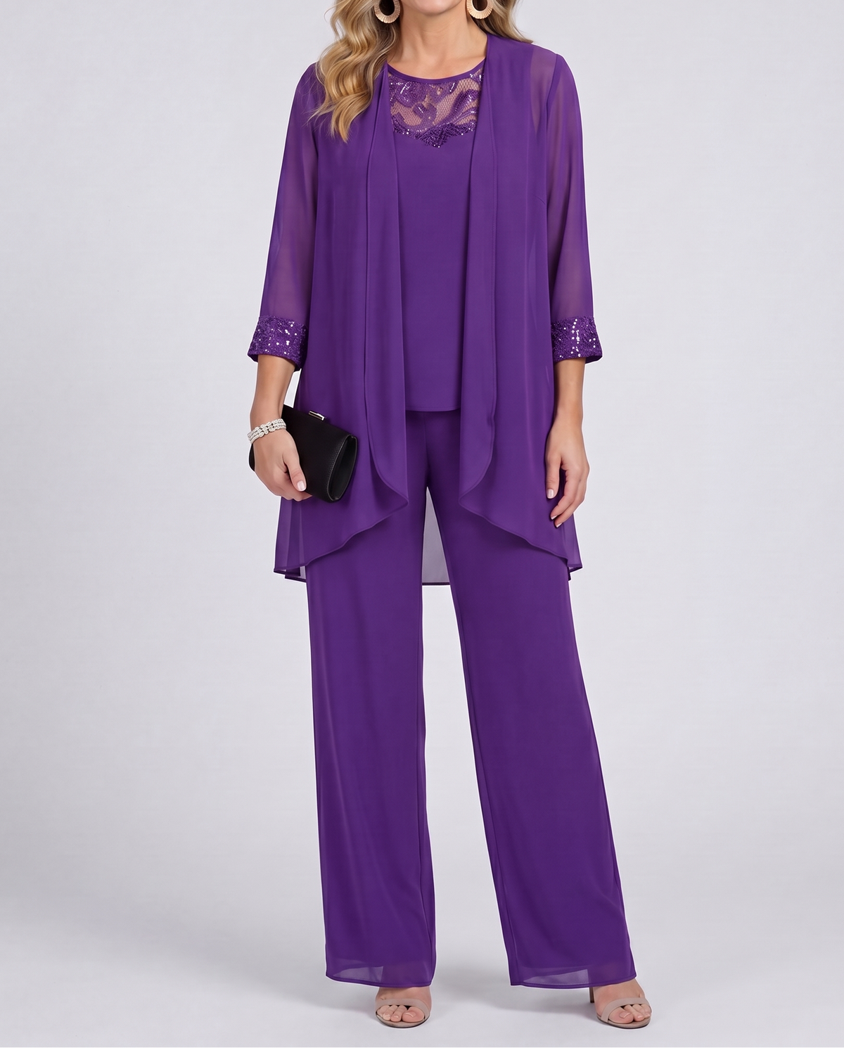 Simonetta™ Completo con Giacca Fluente - Viola