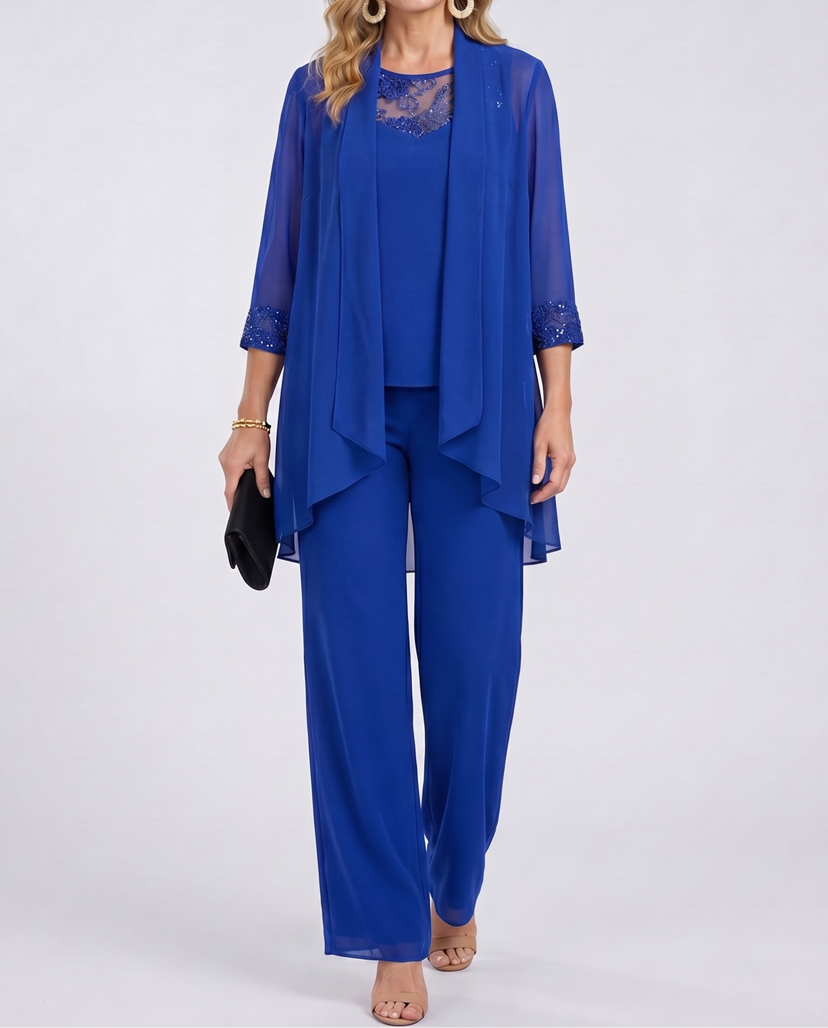 Simonetta™ Completo con Giacca Fluente e Pantaloni a Palazzo