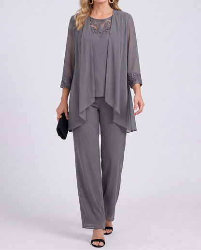 Simonetta™ Completo con Giacca Fluente - Grigio