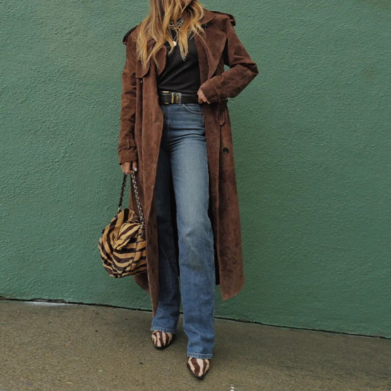 Odette™ Cappotto Lungo Vintage Marrone - immagine 2