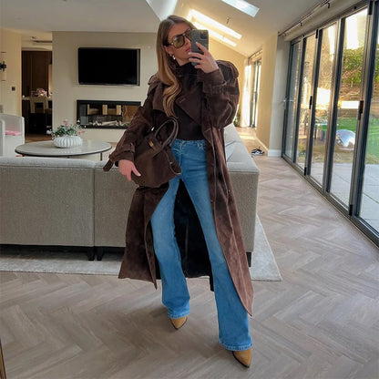 Odette™ Cappotto Lungo Vintage Marrone - immagine 3