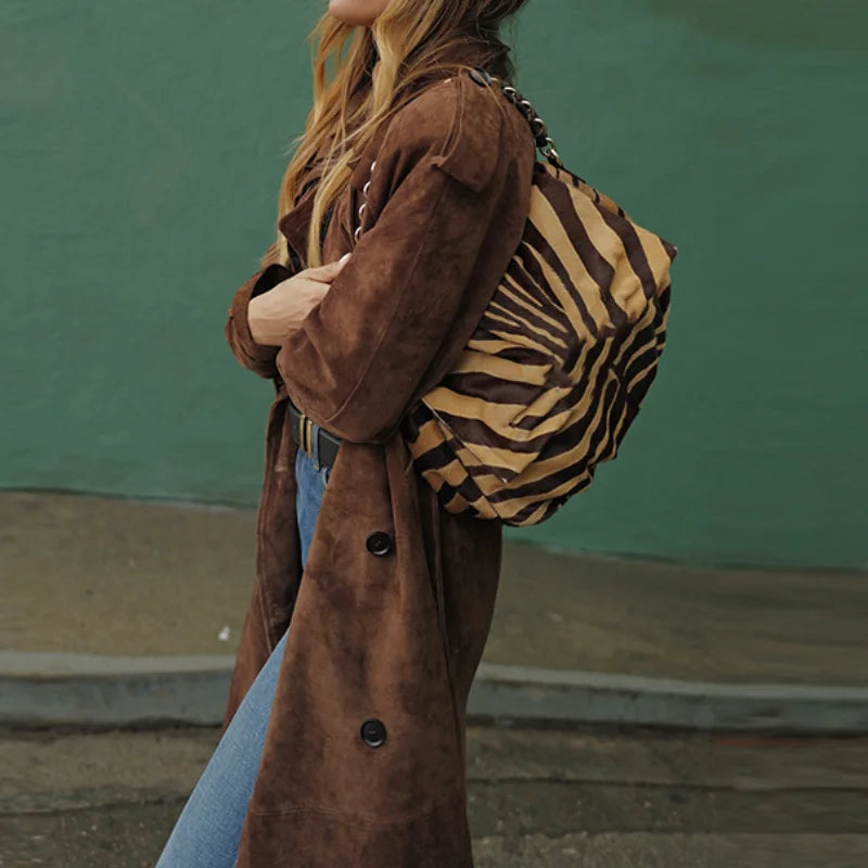 Odette™ Cappotto Lungo Vintage Marrone - immagine 4